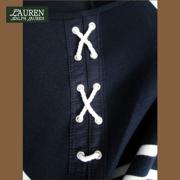LAUREN RALPH LAUREN NEW Coastal Grandmother Nautical Stripe 3/4-Sleeve Dress XL - Picture 4 of 12
